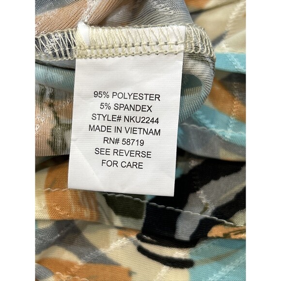 Notations Plus Size 1X Turquoise Gray Abstract Print Blouse Tunic Stretch Knit - Picture 7 of 8